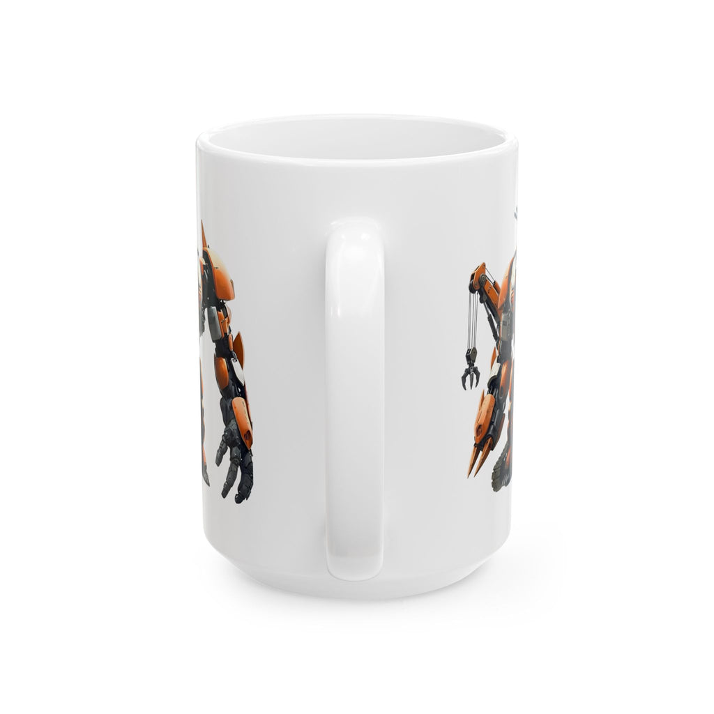'The Meks' Sci‑Fi Mech Robot #10 White Ceramic Mug (11oz & 15oz) – Mech Tea Cup (11oz/15oz)