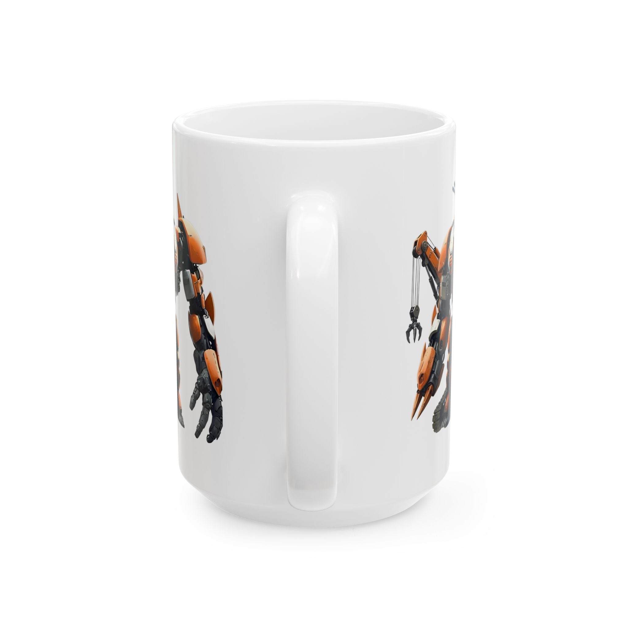 'The Meks' Sci‑Fi Mech Robot #10 White Ceramic Mug (11oz & 15oz) – Mech Tea Cup (11oz/15oz)