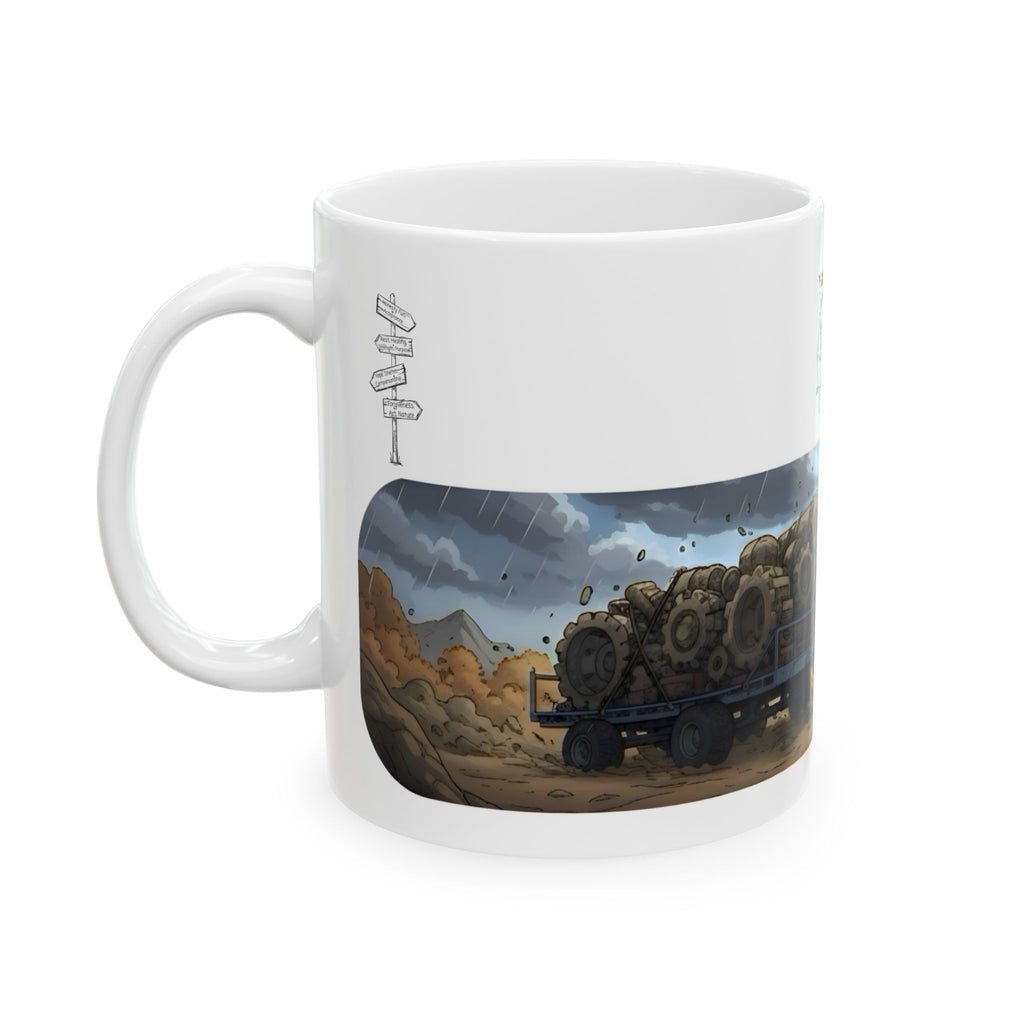 Adventure Trucks #3, Army Field Operation White Ceramic Mug — Find Your Path To The Essentials Cup (11oz & 15oz)