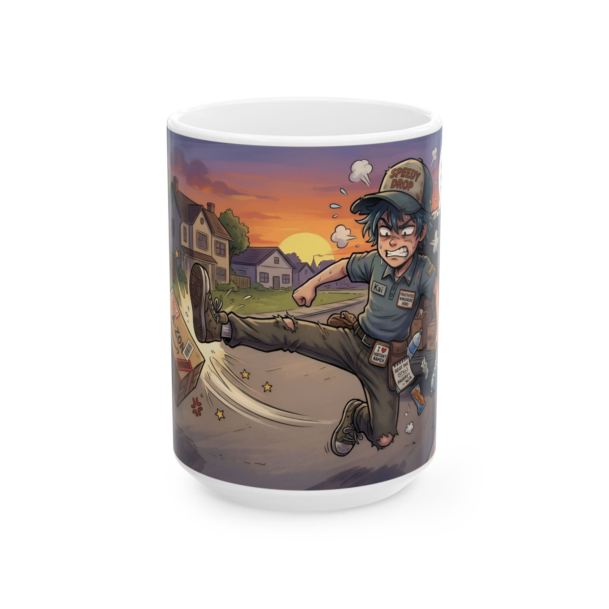 Speedy Drop Delivery Bathroom Tales White Ceramic Mug — "Gotta Go" Postal Worker Tea Cup (11oz/15oz)