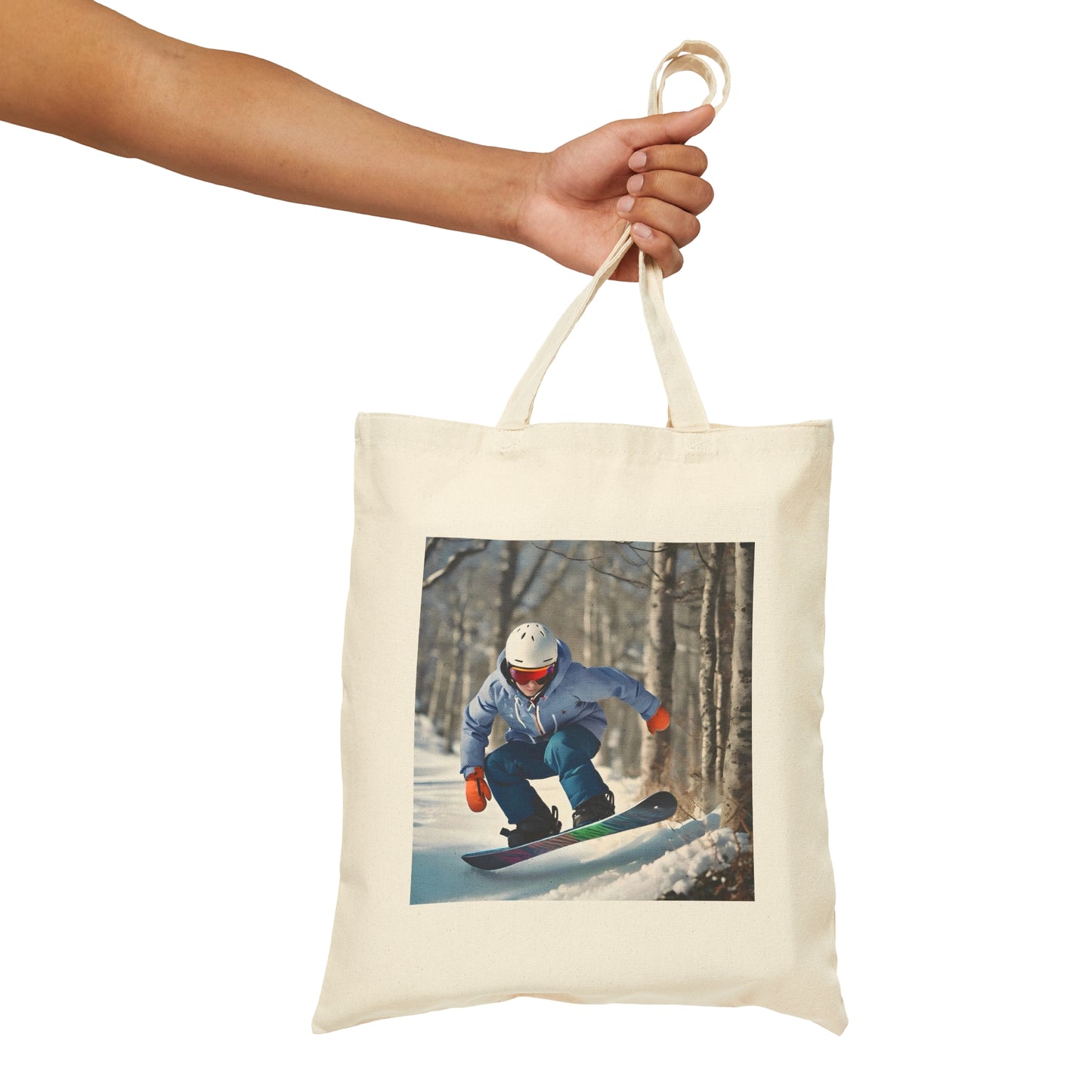 Snowboarding Cotton Canvas Tote Bag