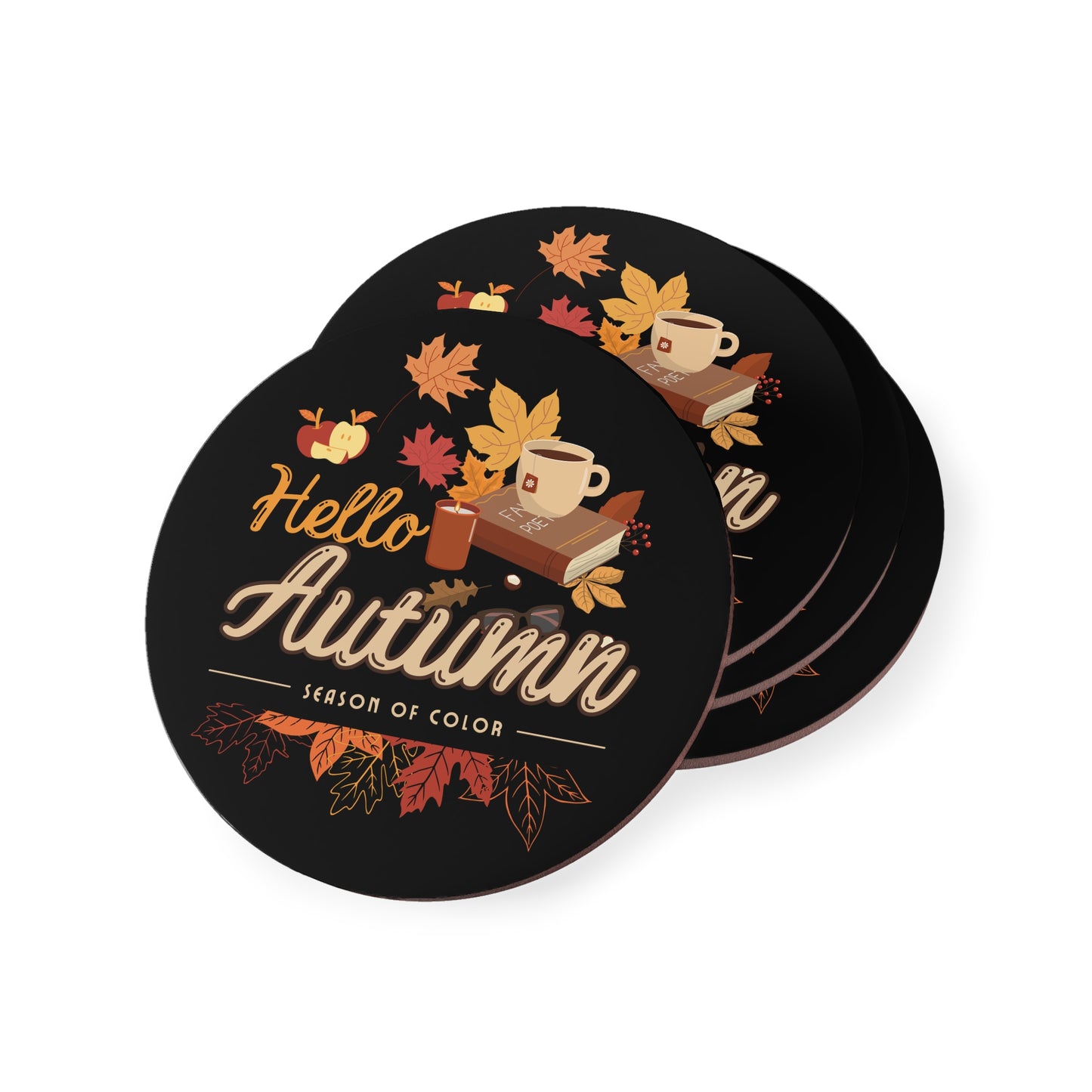 Journeys Hello Autumn Seasons of Change Coaster Black, Gifts for the Holidays, Seasonal Coasters, Coasters for All Occasions, Thanksgiving Coaster