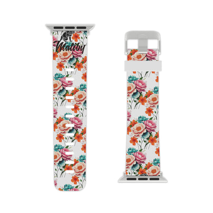 Matiby White Floral Watch Band for Apple Watch