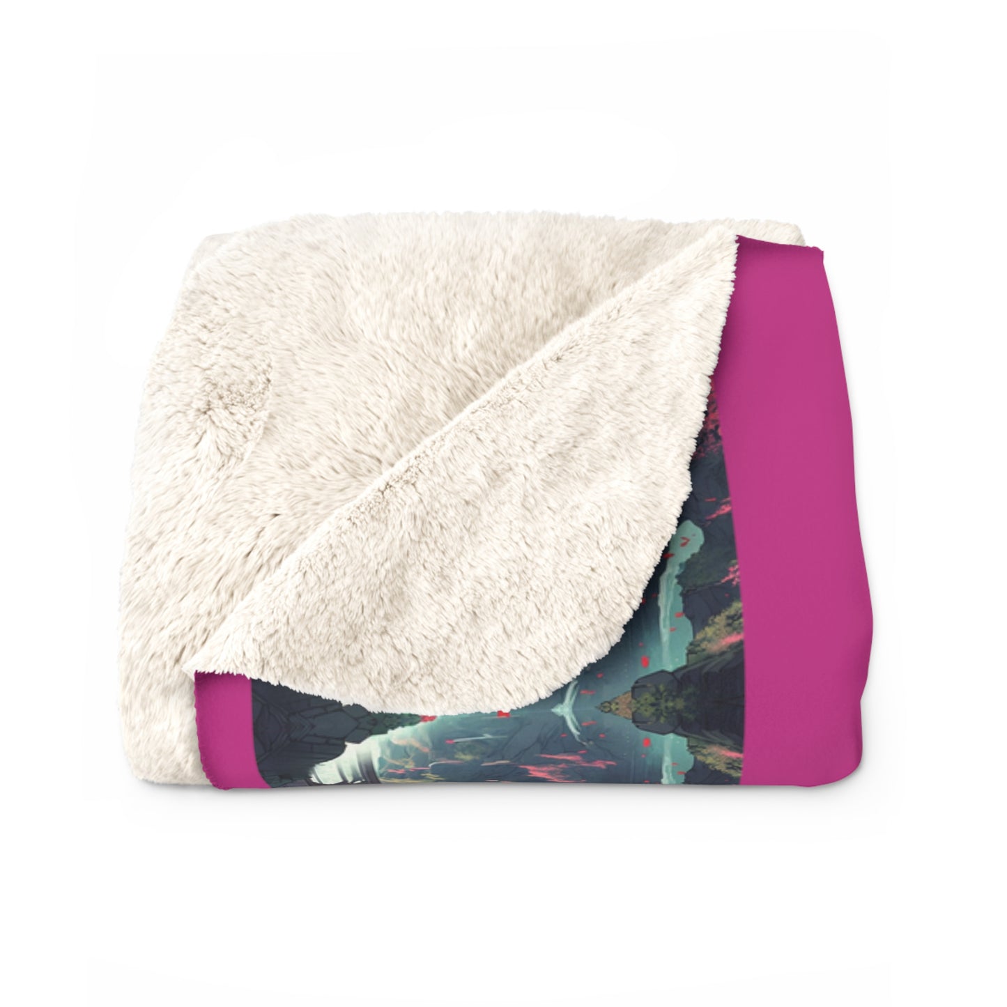 Artzy Scenic Pink Sherpa Fleece Blanket