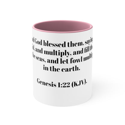 Bible Speaks Gen 1:22 Accent Mug, 11oz