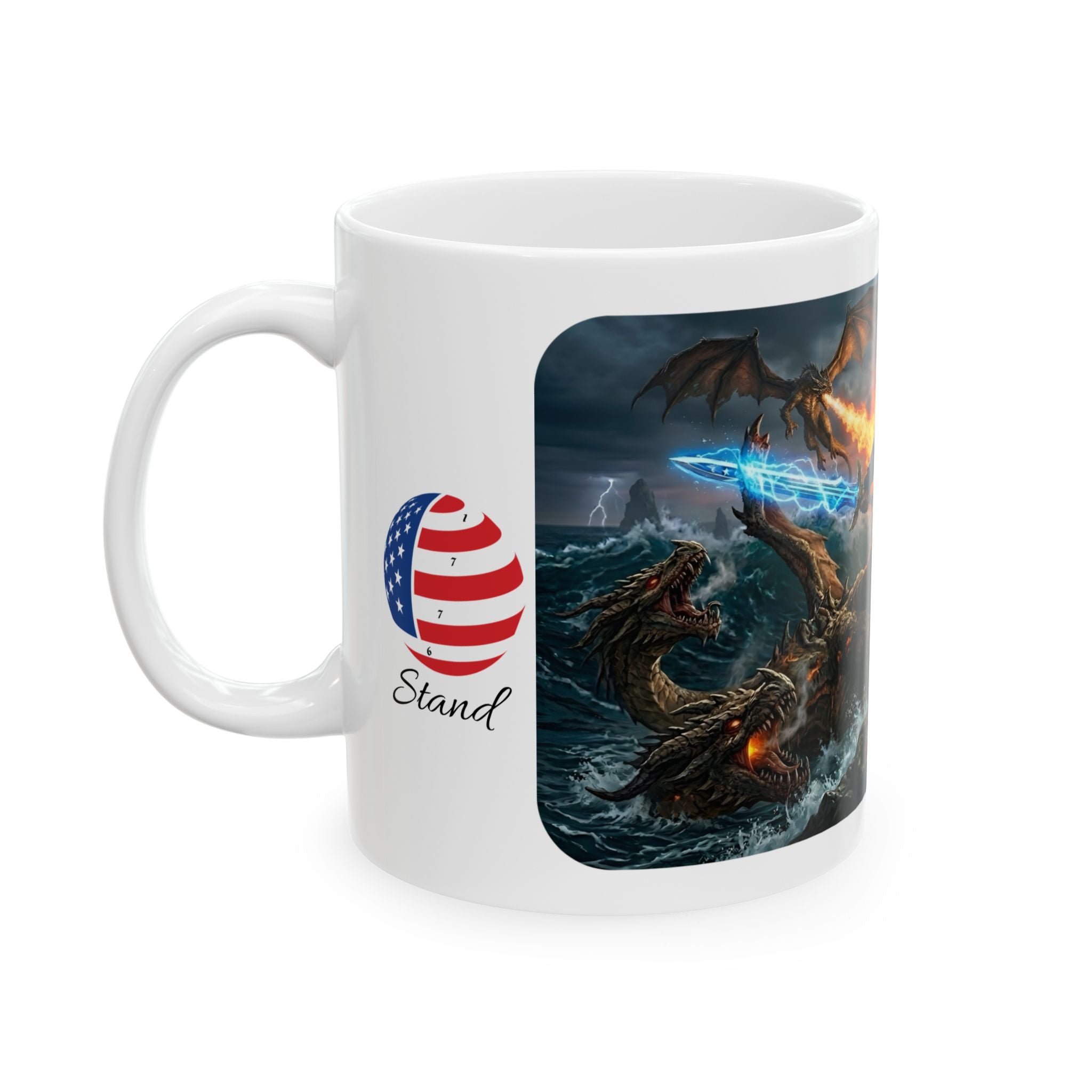 The Sentinel of Sovereignty White Ceramic Mug — USA Unapologetic Patriotism Tea Cup