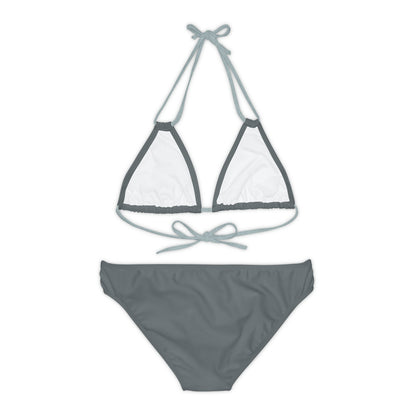 Dark Grey Strappy Bikini Set (AOP)