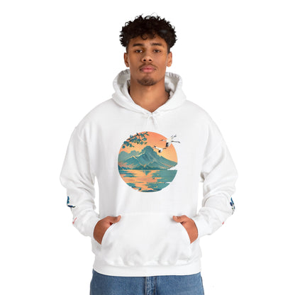 Japanese Blue Roses Landscape Unisex Heavy Blend™ Hooded Sweatshirt