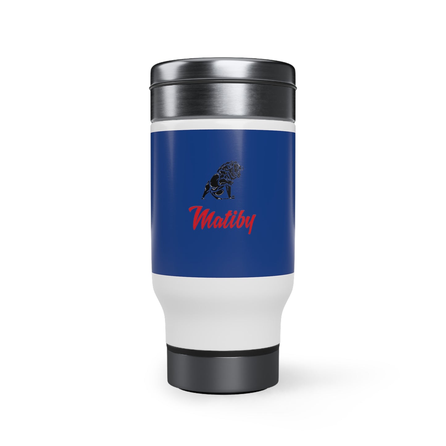 Blue Stainless Steel Travel Mug with Handle, 14oz