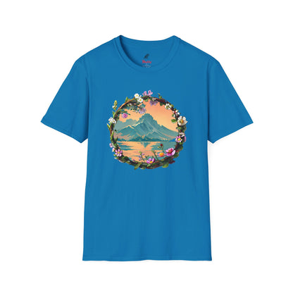 Japanese Blue Rose Landscape Unisex Softstyle T-Shirt