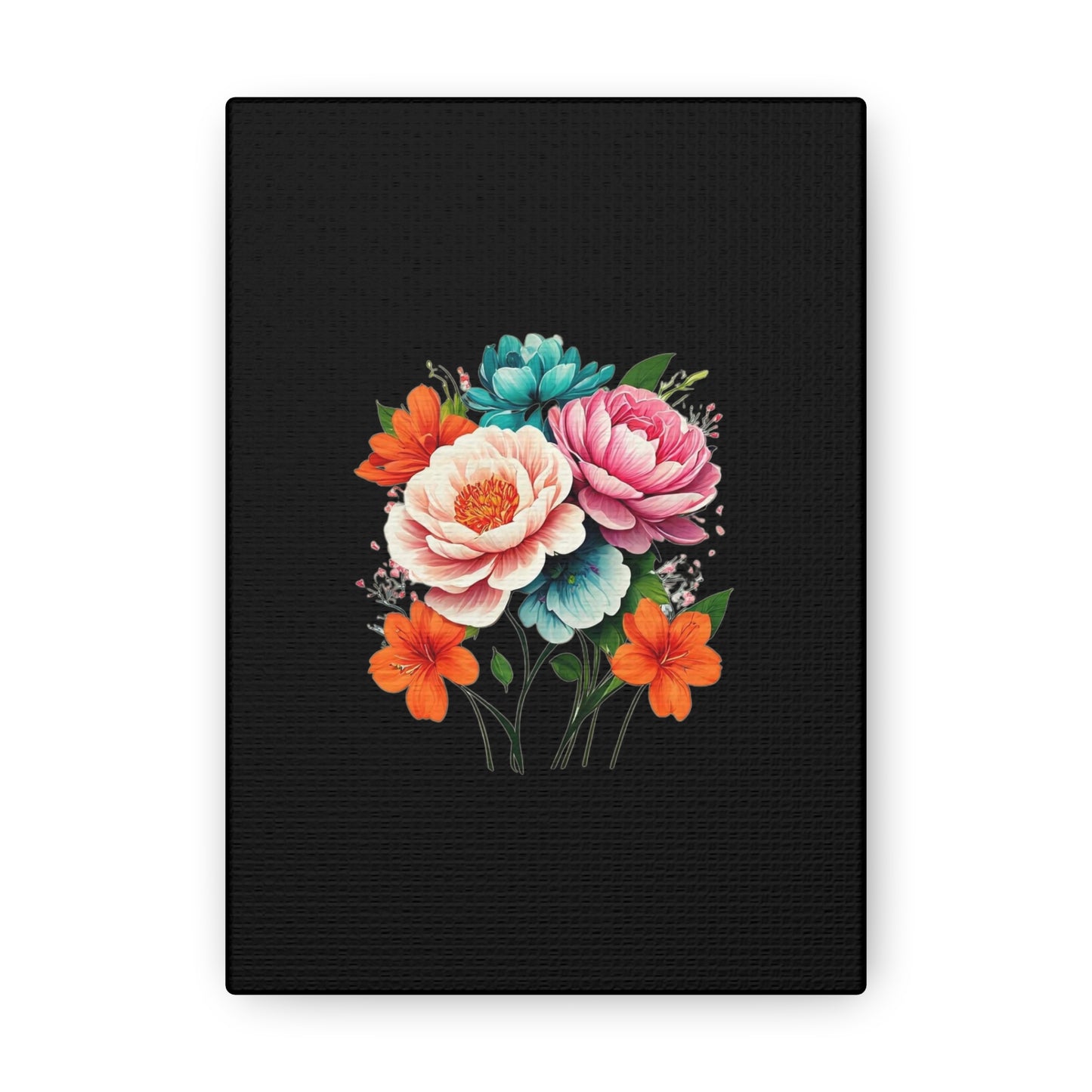 Floral Black Canvas Gallery Wraps