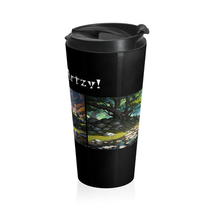 Artzy Stainless Steel Travel Mug, Black