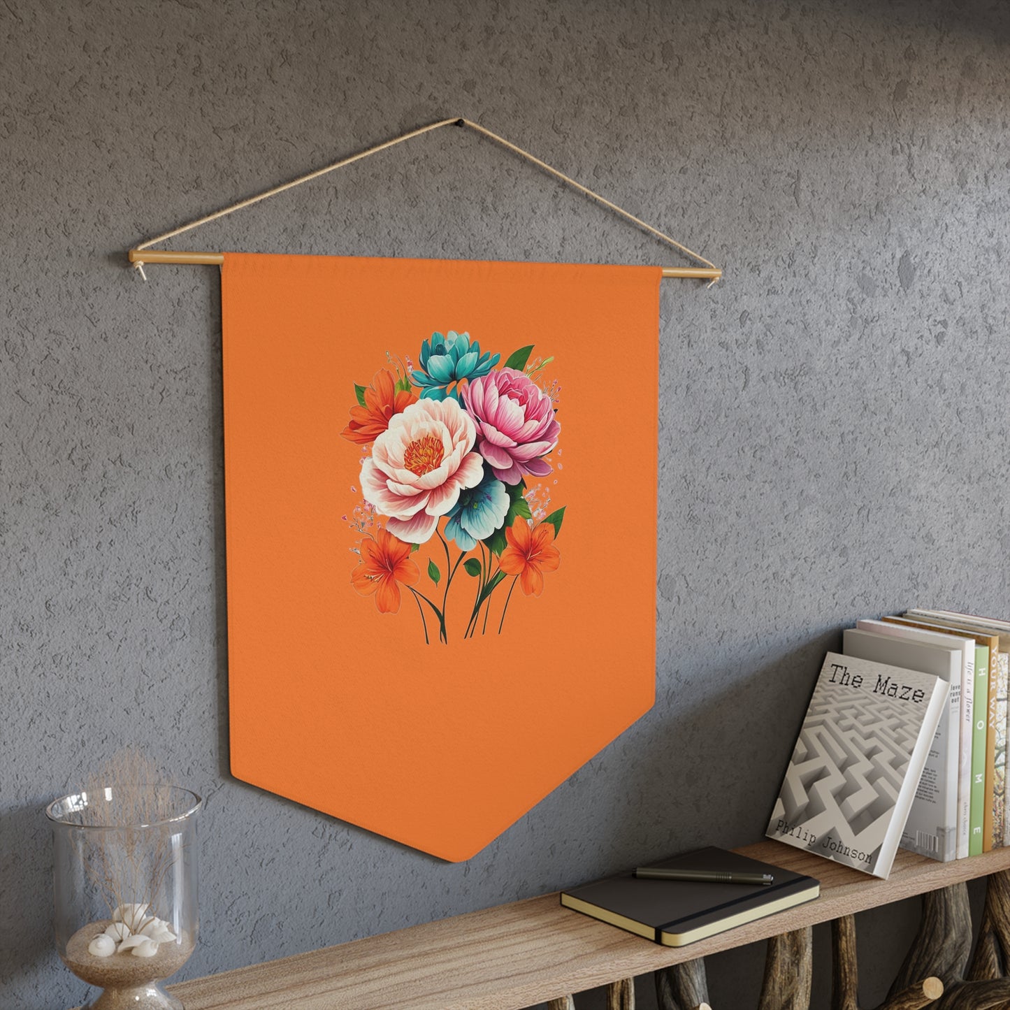 E Floral Orange Pennant