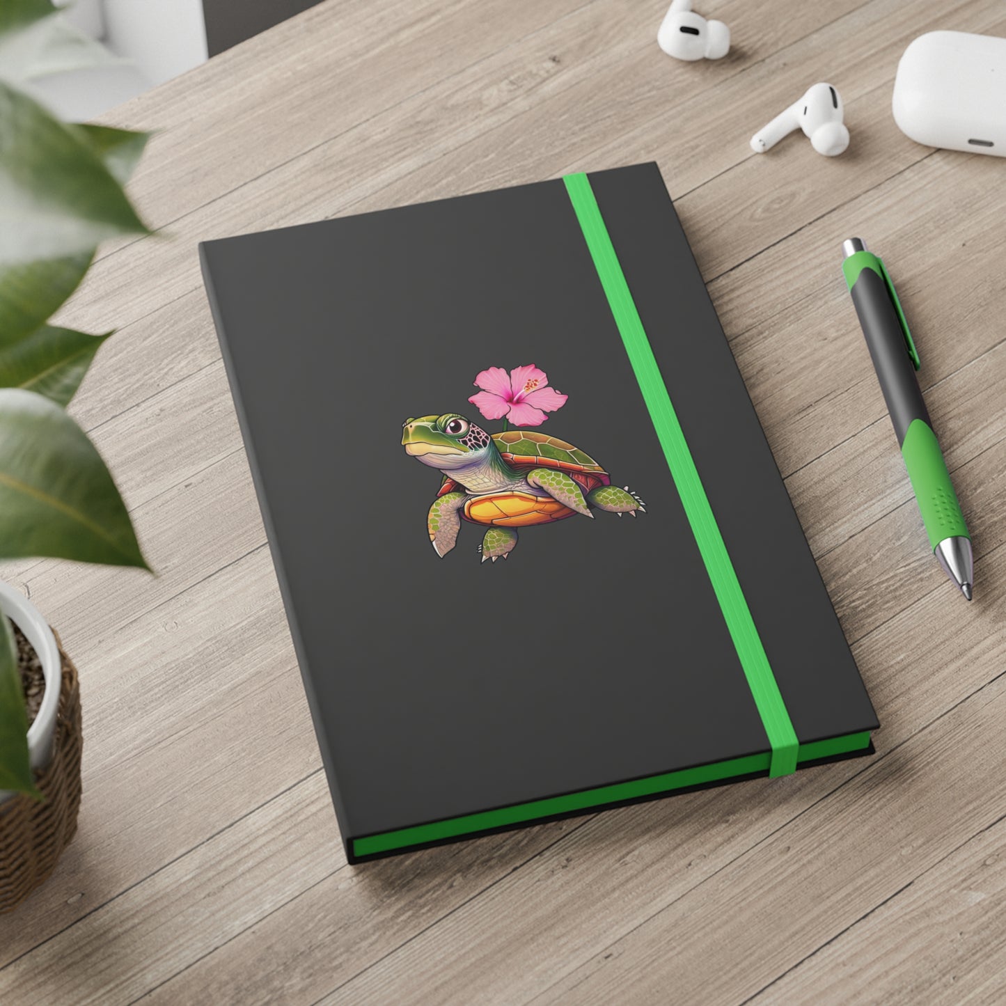 Turtle Flower Color Contrast Notebook - Ruled