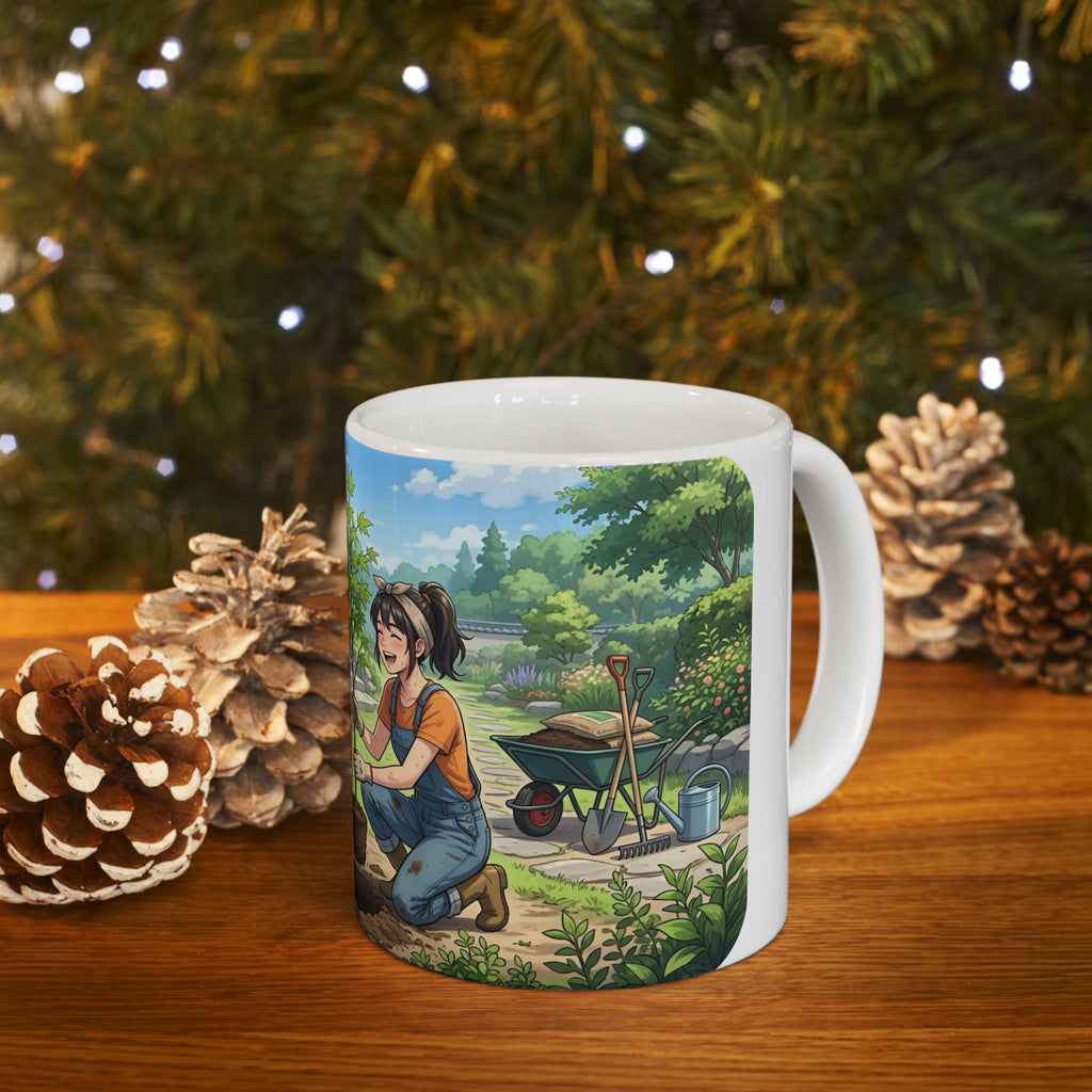 Gardening Couple White Ceramic Mug – Joy Planting Together Countryside Cup 11oz/15oz