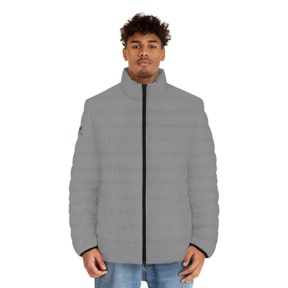 Men's Grey Puffer Jacket (AOP)