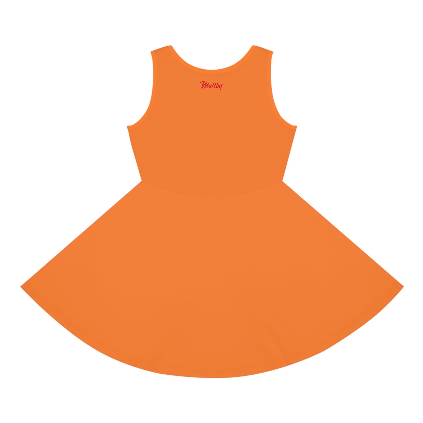 Girls' Orange Sleeveless Sundress (AOP)