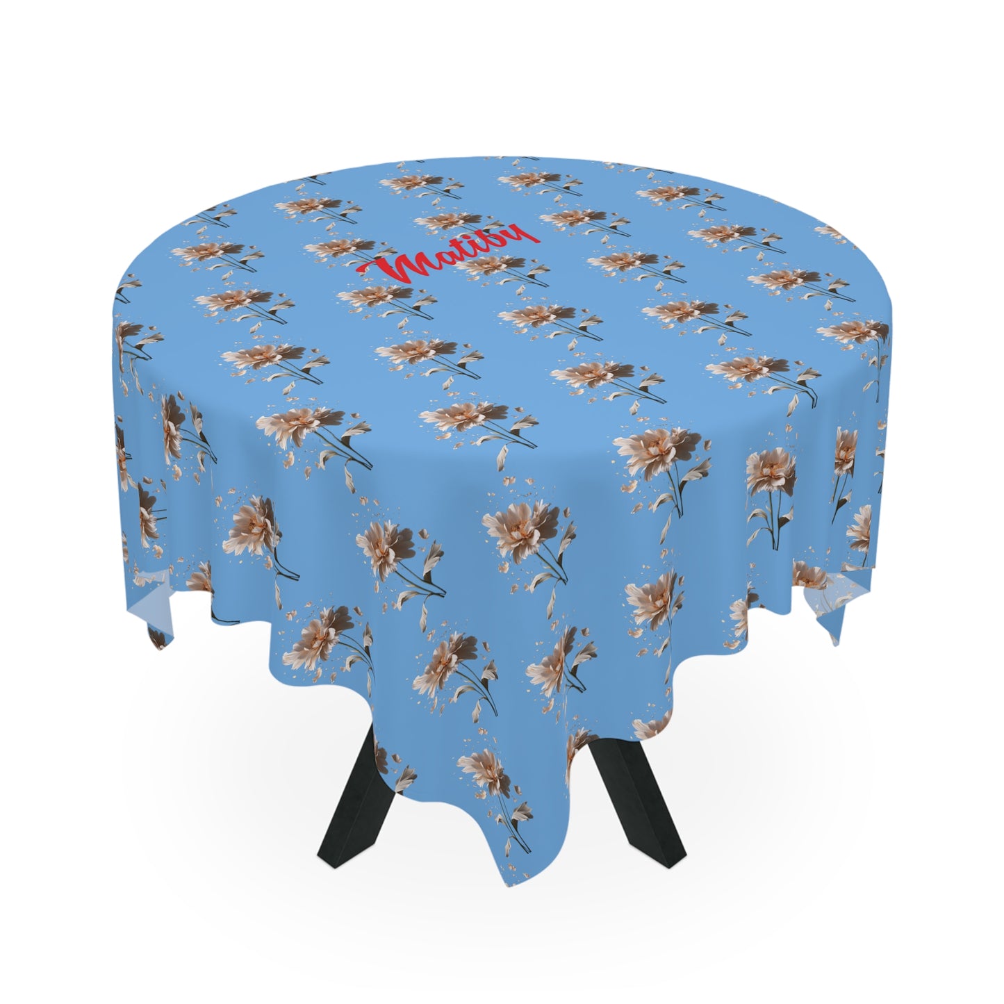 Matiby Light Blue Flower Tablecloth