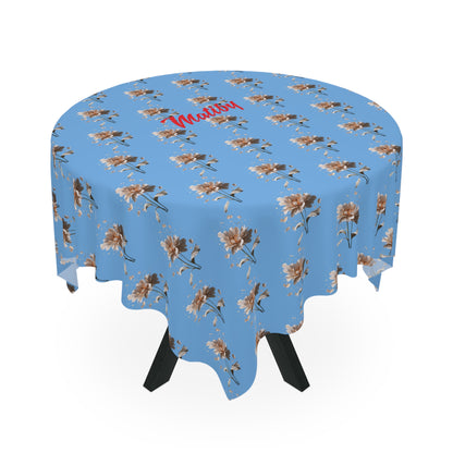 Matiby Light Blue Flower Tablecloth