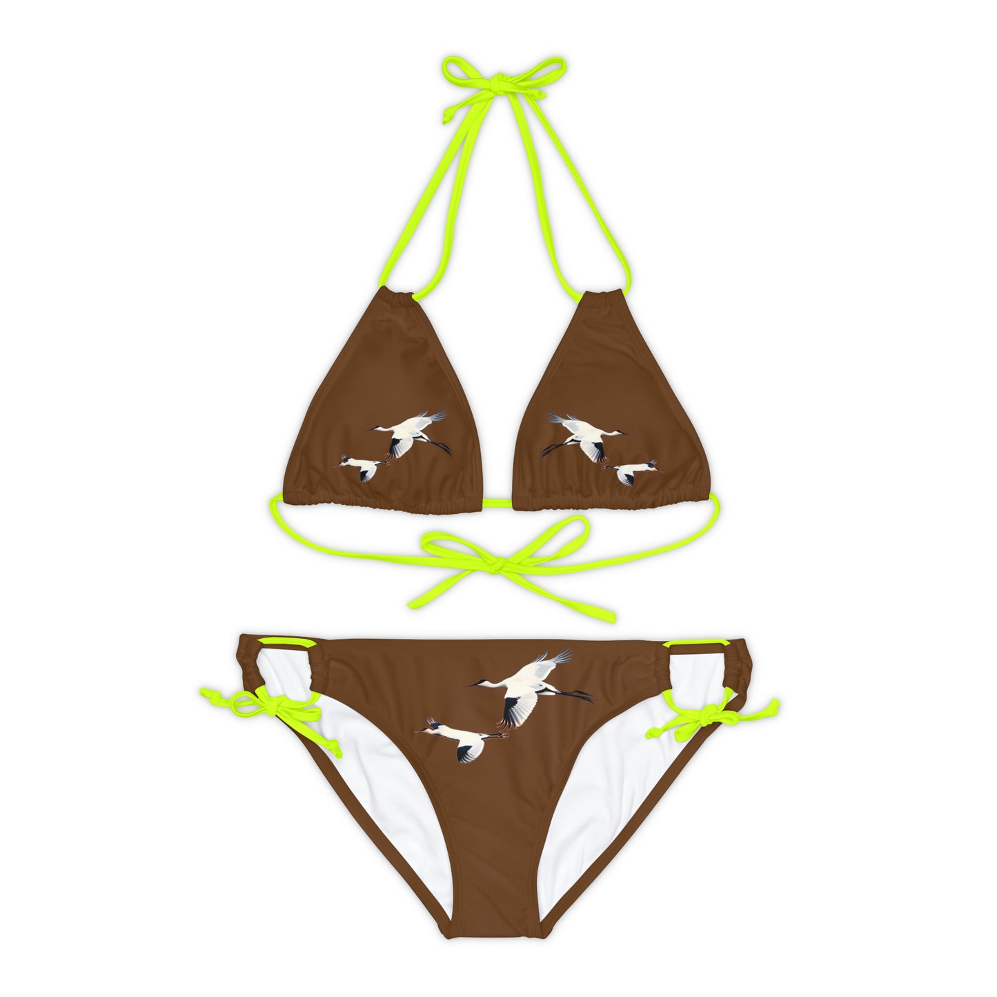 Brown Strappy Bikini Set (AOP)