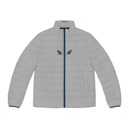 Men's Light Grey Puffer Jacket (AOP)