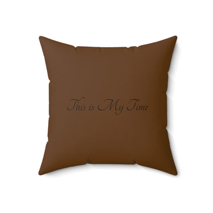 Brown Flower Spun Polyester Square Pillow