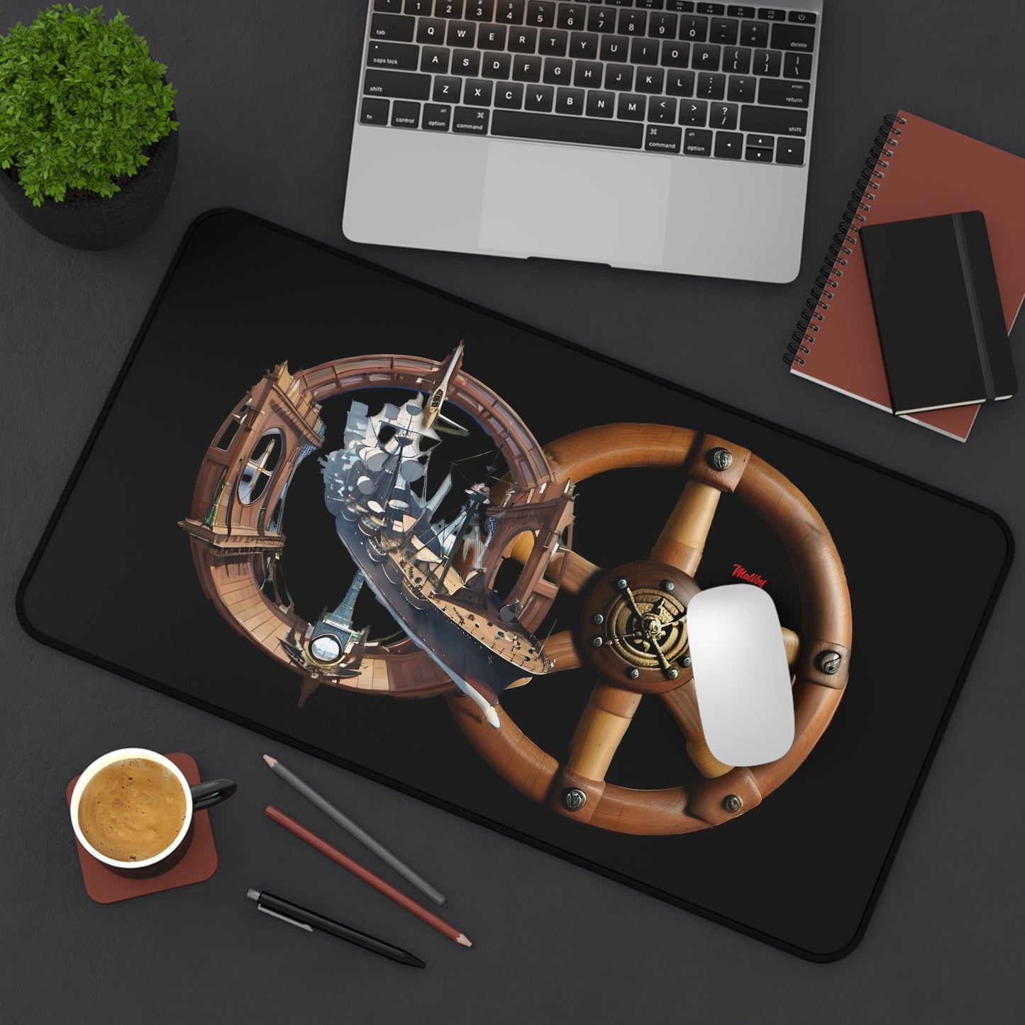 Nautical Desk Mat, Black