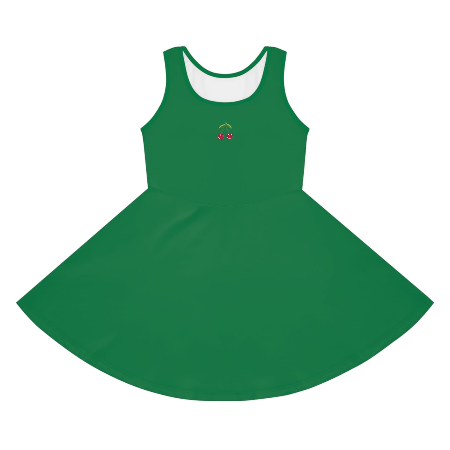 Girls' Dark Green Sleeveless Sundress (AOP)