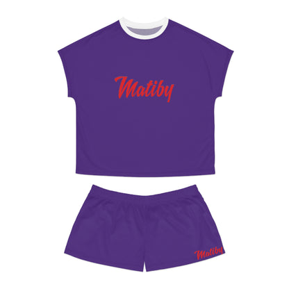 Matiby Women's Purple Short Pajama Set (AOP)