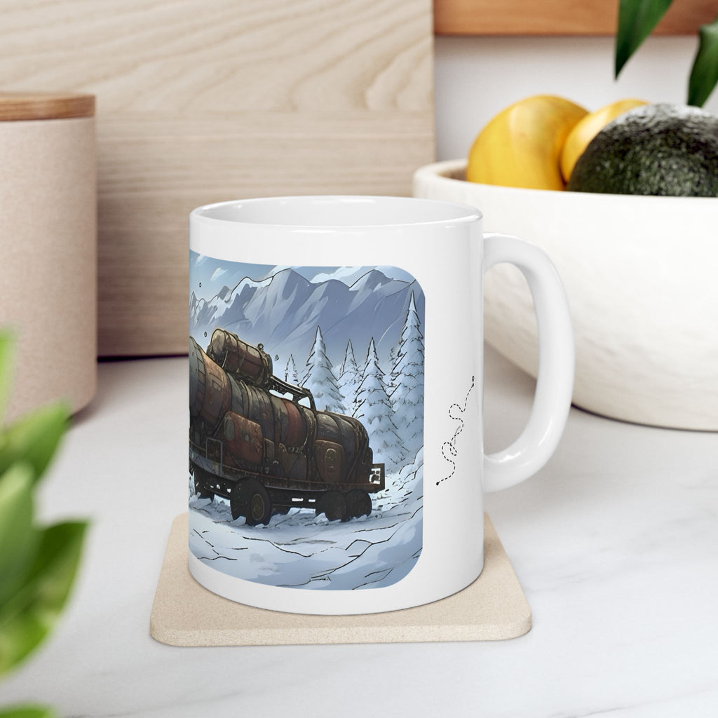 Adventure 4x4 Trucks #55, Ice Road Haulers White Ceramic Mug — Find Your Path To The Essentials Cup (11oz & 15oz)
