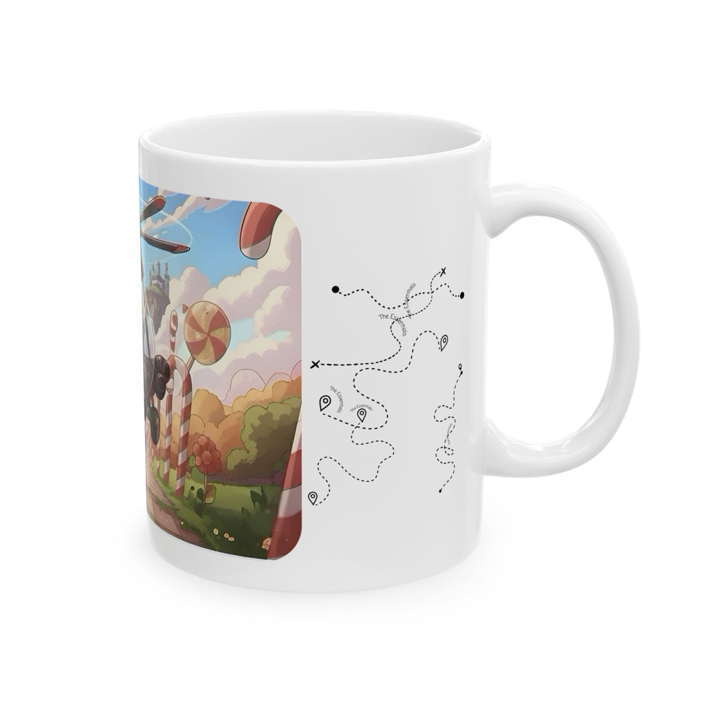 Flying Heli Blast Over Sweets White Ceramic Mug – Friends, Family & Imaginative Adventures, Celebrating Companionship, Creativity & Life’s Little Wonders Cup (11oz/15oz)
