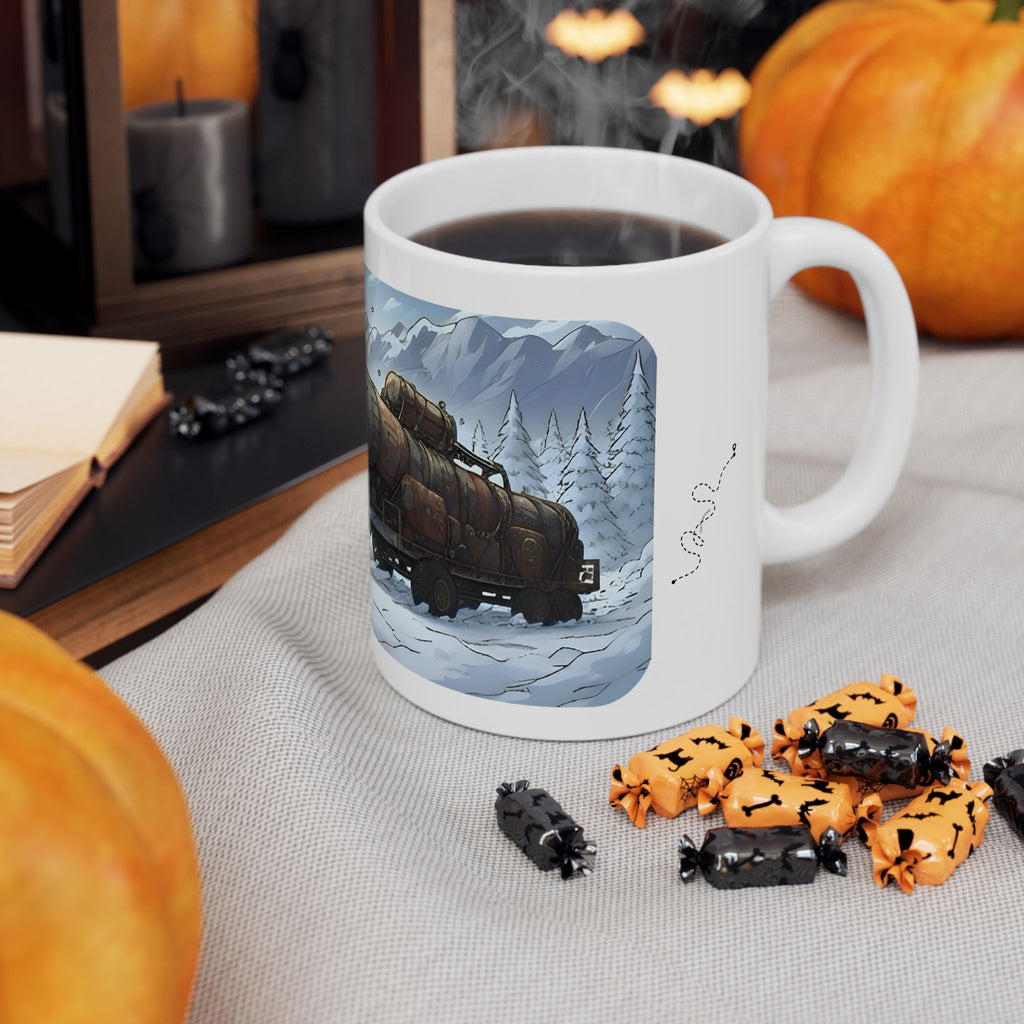 Adventure 4x4 Trucks #55, Ice Road Haulers White Ceramic Mug — Find Your Path To The Essentials Cup (11oz & 15oz)