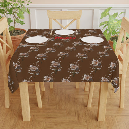 Matiby Dark Brown Flower Tablecloth