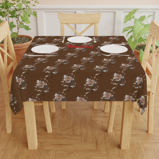 Matiby Dark Brown Flower Tablecloth