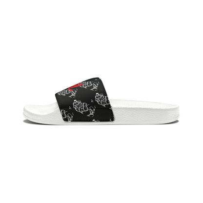 Matiby Lion Men's Black PU Slide Sandals