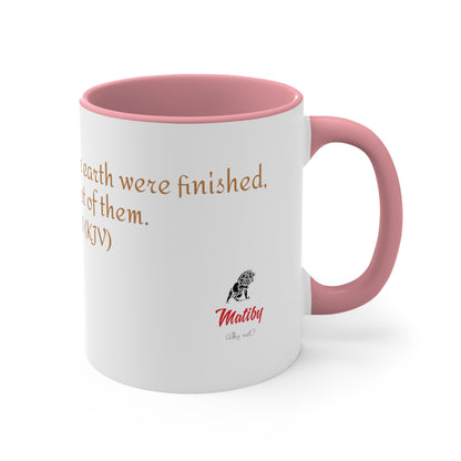 Bible Speaks Gen 2:1 Accent Mug, 11oz