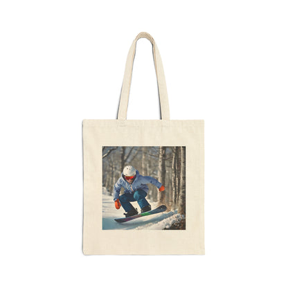 Snowboarding Cotton Canvas Tote Bag