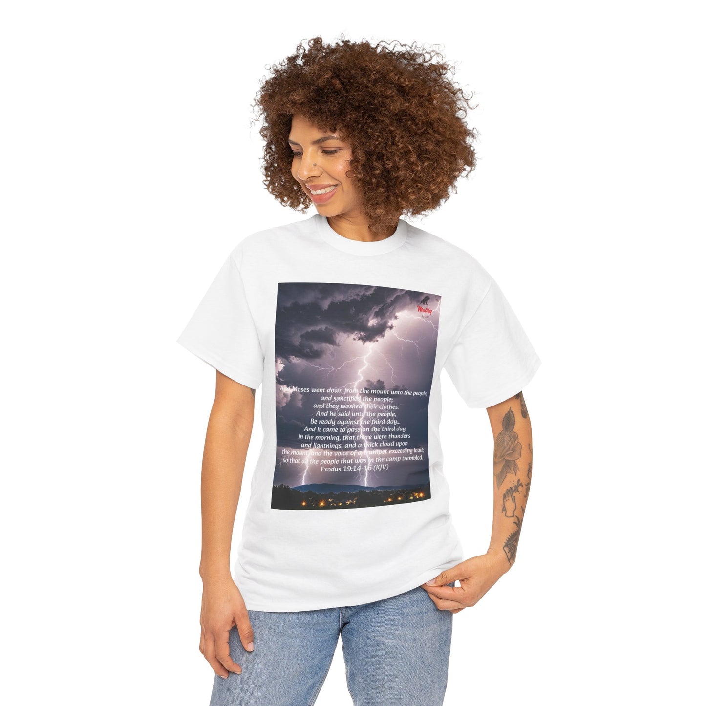 Lightning Style People Tremble Unisex Heavy Cotton Tee, Dual Side, W Font