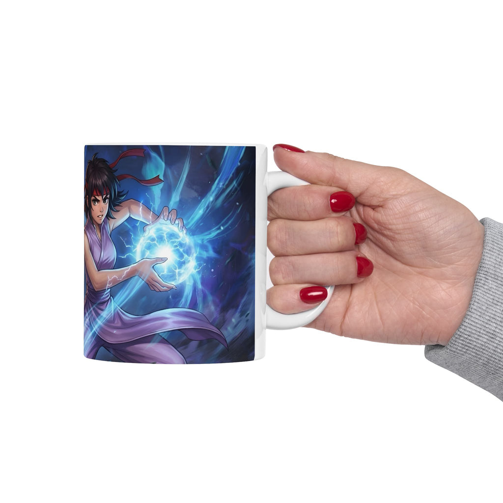 Anime Elemental Battle Duo #3 White Ceramic Mug — Fire And Lightning Gamers' Adventure(11oz, 15oz)
