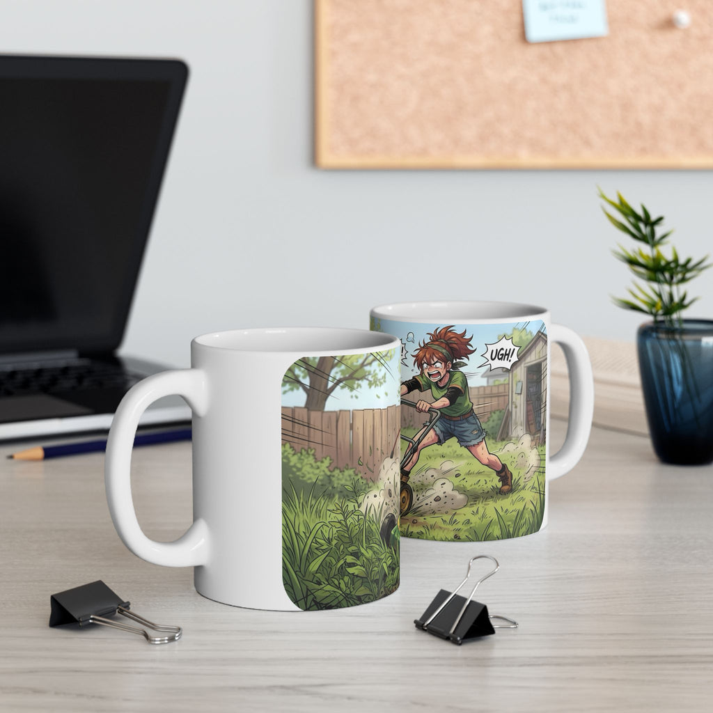Wifey & The Lawn Mower White Ceramic Mug – Funny Mowing Gardener's Tea Cup (11oz & 15oz)