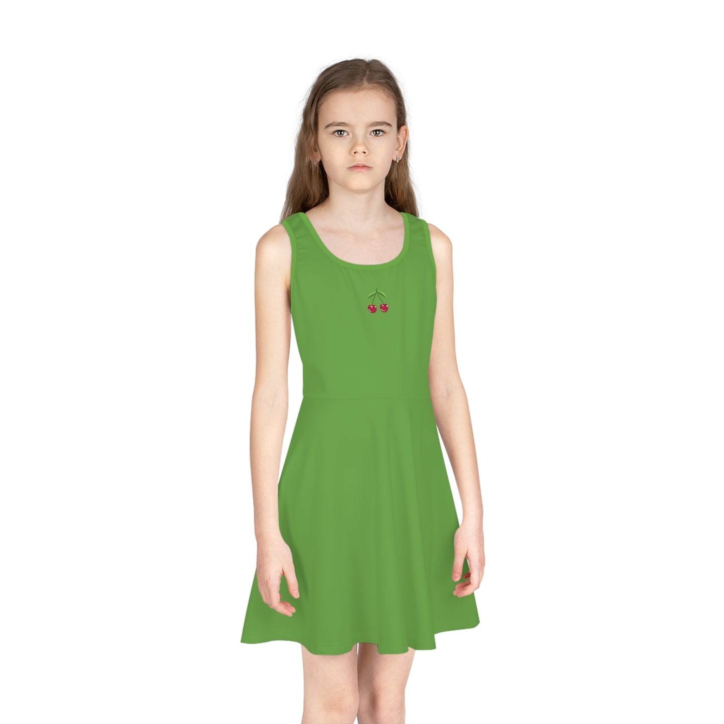 Girls' Green Sleeveless Sundress (AOP)