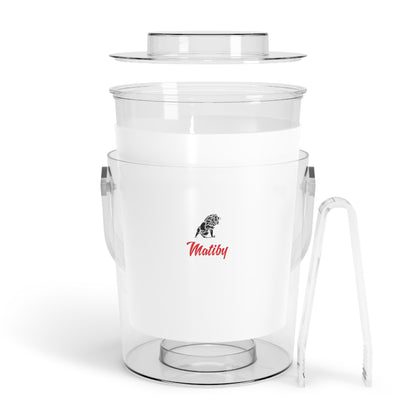 Matiby White Ice Bucket with Tongs