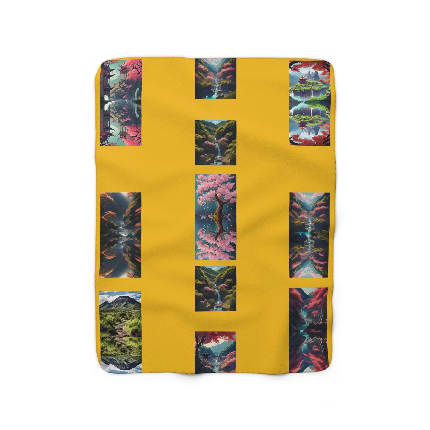 Artzy Scenic Yellow Sherpa Fleece Blanket