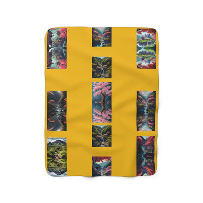 Artzy Scenic Yellow Sherpa Fleece Blanket