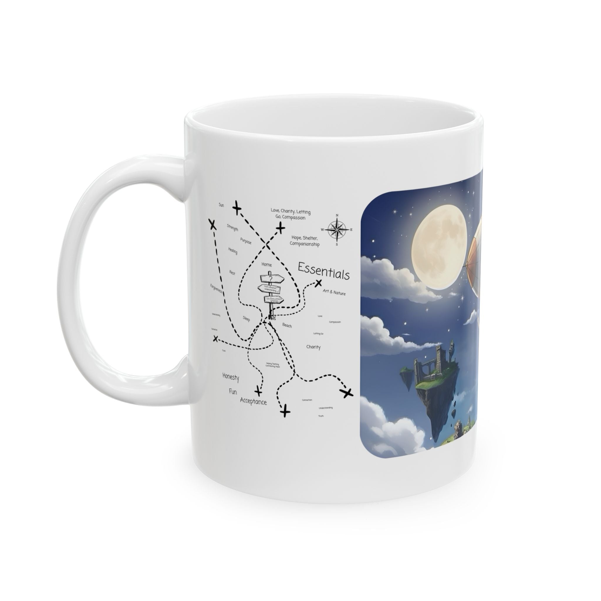 Hot Air Balloon Adventure #5 White Ceramic Mug — True Wealth, Adventure, & Creativity Cup (11oz/15oz)