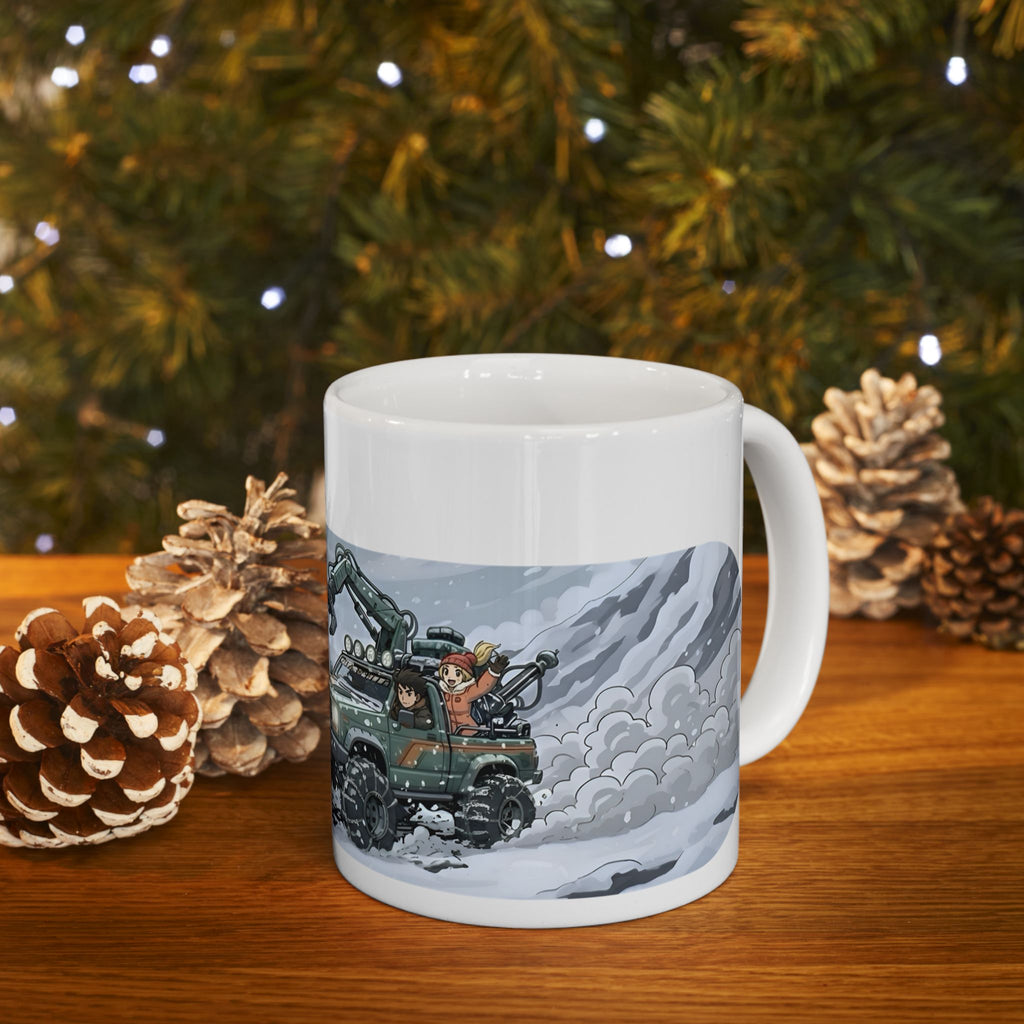 Adventure 4x4 Trucks #18, Winter Meteorologists On The Go White Ceramic Mug — Find Your Path To The Essentials Cup (11oz & 15oz)