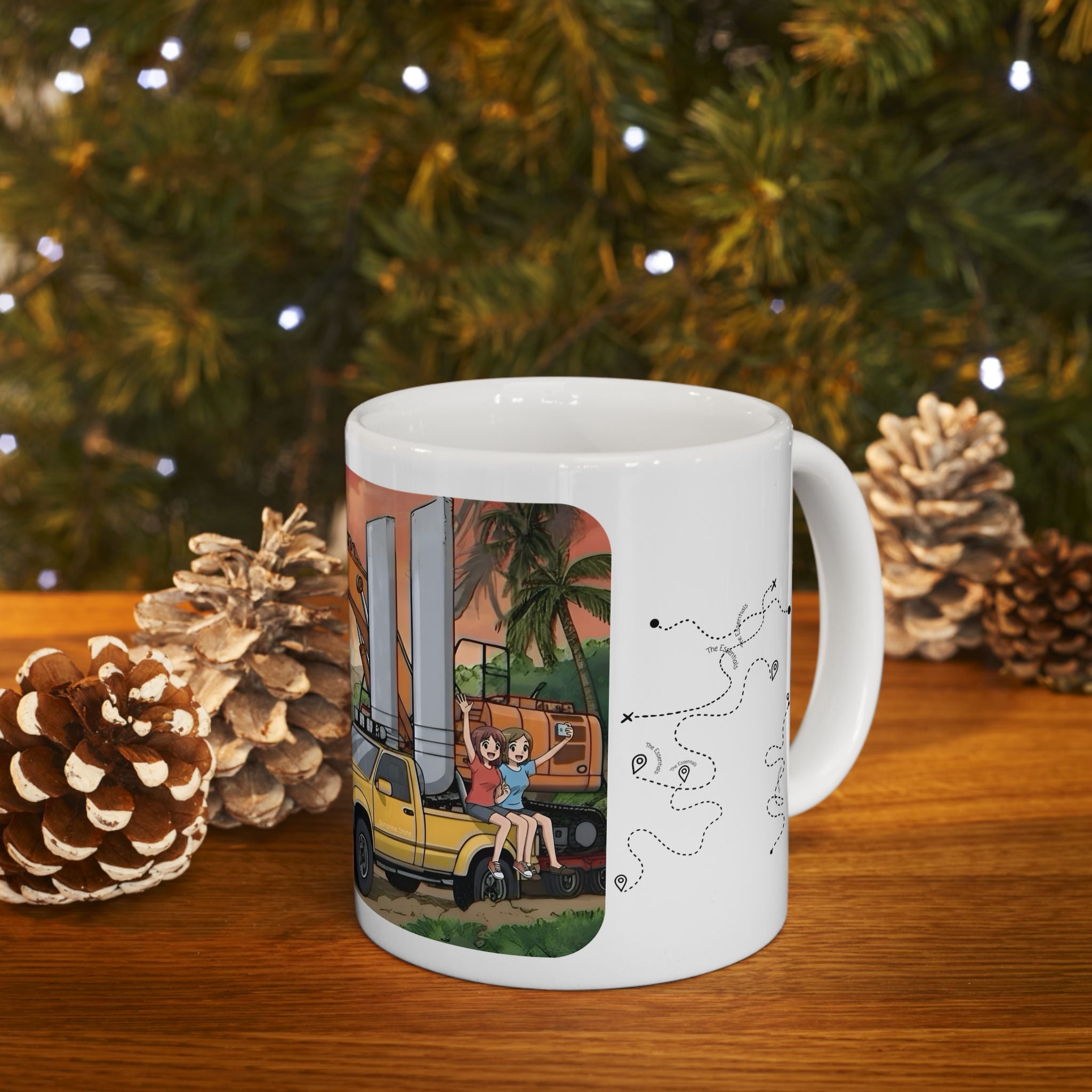Sunshine State Pickup Trucks #8 Construction Equipment Hauler White Ceramic Mug – Celebrating Companionship, Creativity & Life’s Little Wonders Cup (11oz/15oz)