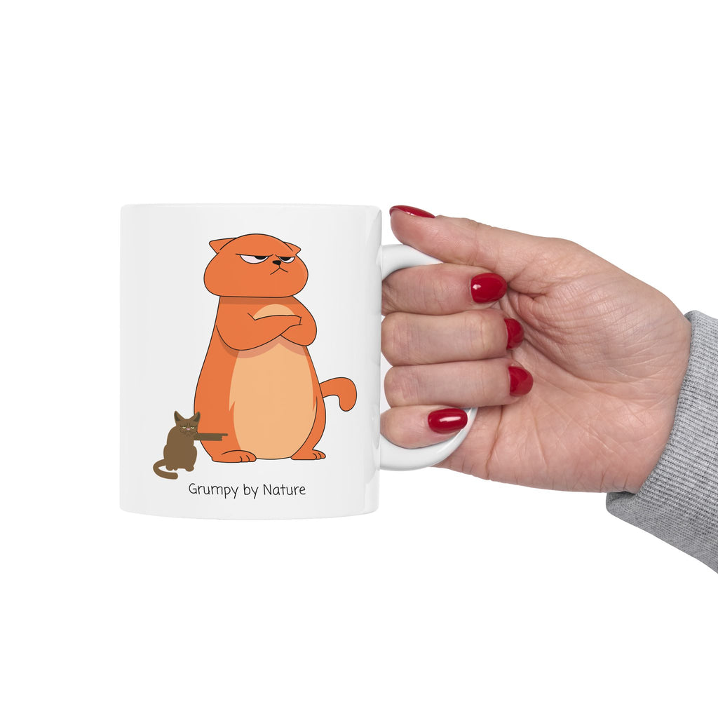 Grumpy By Nature Cat Lover White Ceramic Mug — Bossy Cats Cup 11oz & 15oz