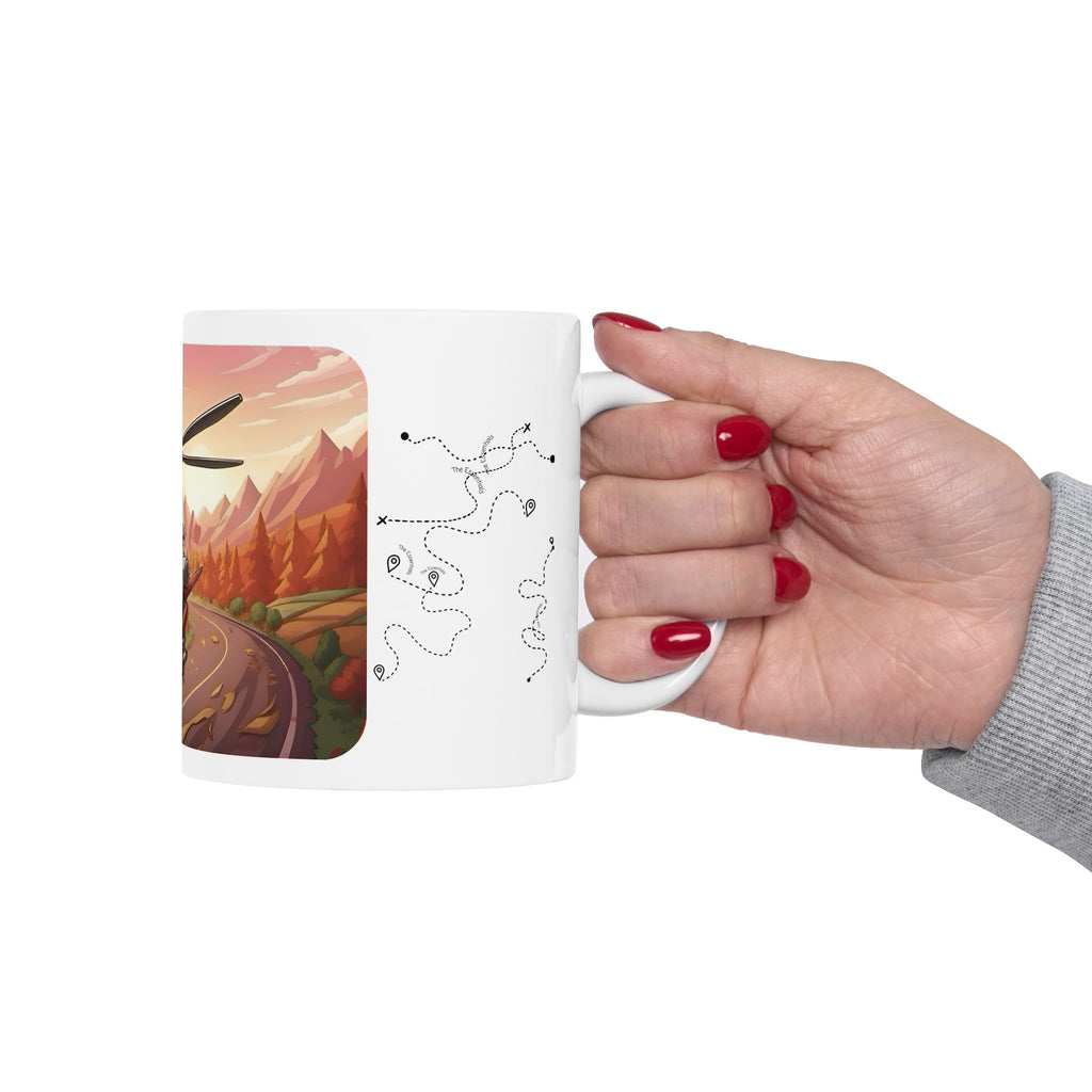 Flying Motorcycles White Ceramic Mug – Friends, Family & Imaginative Adventures, Celebrating Companionship, Creativity & Life’s Little Wonders Cup (11oz/15oz)