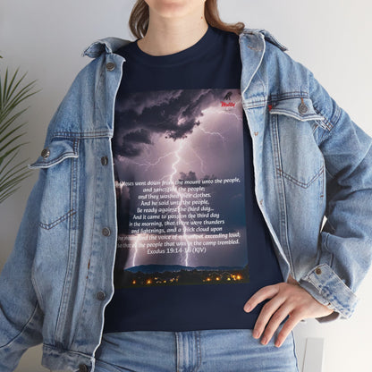 Lightning Style People Tremble Unisex Heavy Cotton Tee, Dual Side, W Font